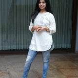 White hand embroidered viscose top