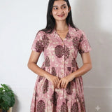 Plum tie and dye butta cotton button down midi dress