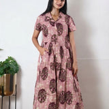 Plum tie and dye butta cotton button down midi dress