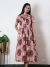 Plum tie and dye butta cotton button down midi dress