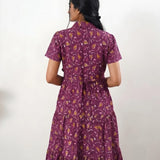 Magenta cotton button down midi dress
