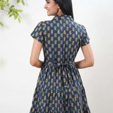 Royal blue butta cotton button down midi dress