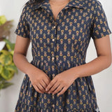 Royal blue butta cotton button down midi dress