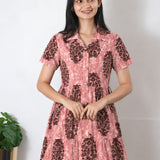 Onion pink tie and dye butta cotton button down midi dress