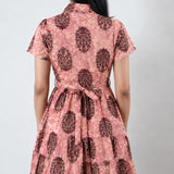 Onion pink tie and dye butta cotton button down midi dress