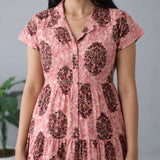 Onion pink tie and dye butta cotton button down midi dress