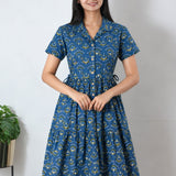 Sapphire cotton button down midi dress