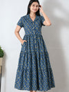 Sapphire cotton button down midi dress