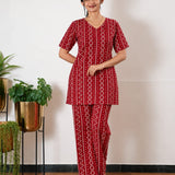 Lounge sleep wear-Red geometric