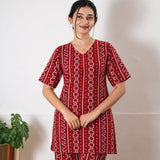 Lounge sleep wear-Red geometric