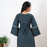 Square neck cotton short kurti -Turquoise
