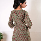 V neck cotton short kurti - Pastel green