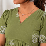 Mul cotton peplum short kurti - Pista green