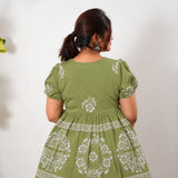 Mul cotton peplum short kurti - Pista green