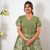 Mul cotton peplum short kurti - Pista green