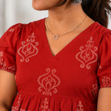 Mul cotton peplum short kurti - Tangerine