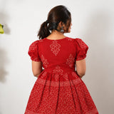 Mul cotton peplum short kurti - Tangerine