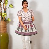Mul cotton peplum  short kurti - Off white