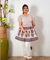 Mul cotton peplum  short kurti - Off white