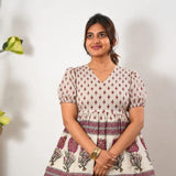 Mul cotton peplum  short kurti - Off white