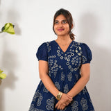 Mul cotton peplum short kurti - Navy