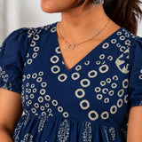 Mul cotton peplum short kurti - Navy