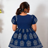 Mul cotton peplum short kurti - Navy