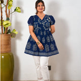 Mul cotton peplum short kurti - Navy