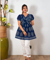 Mul cotton peplum short kurti - Navy