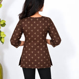 V neck cotton short kurti -Coffee