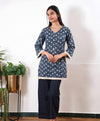 V neck cotton short kurti - Powder blue