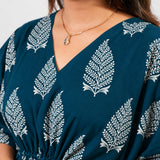 Peacock blue cotton kaftan