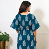 Peacock blue cotton kaftan