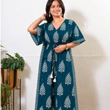 Peacock blue cotton kaftan