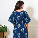 Midnight blue fern cotton kaftan