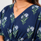 Midnight blue fern cotton kaftan