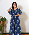 Midnight blue fern cotton kaftan