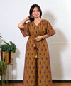Mustard and red paisley cotton kaftan