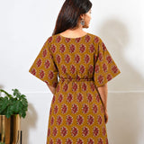 Mustard and red paisley cotton kaftan