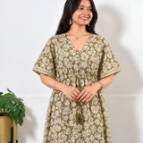 Moss green cotton kaftan