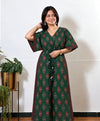 Forest green geometric cotton kaftan