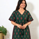 Forest green geometric cotton kaftan