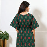 Forest green geometric cotton kaftan