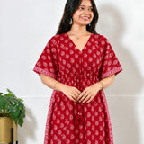 Bright red paisley cotton kaftan