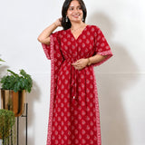 Bright red paisley cotton kaftan