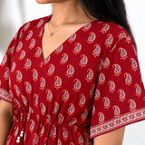 Bright red paisley cotton kaftan