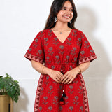Red orchid cotton kaftan