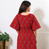 Red orchid cotton kaftan