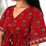 Red orchid cotton kaftan