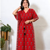 Red orchid cotton kaftan
